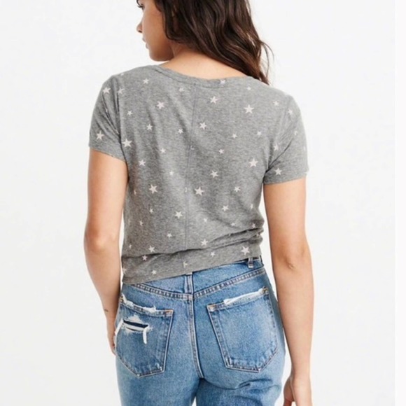 Abercrombie & Fitch Knot Front Tee Star Pattern L - Picture 2 of 9